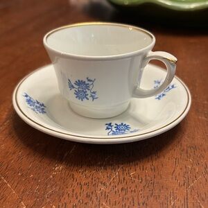 Arabia Finland Vintage Demitasse Espresso Cup & Saucer, Exquisite, Blue Floral